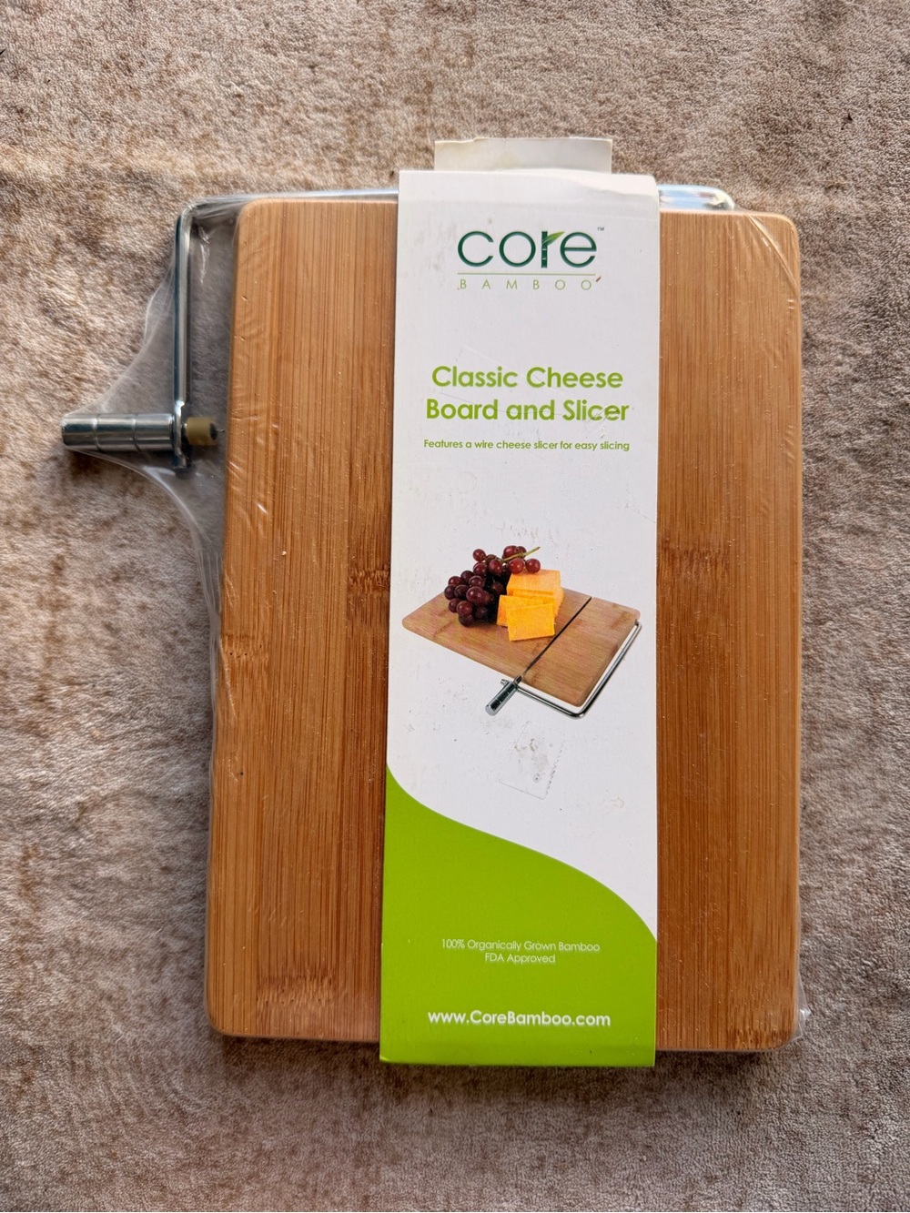New Core Bamboo Classic Cheese Board and Slicer - Natural Bamboo